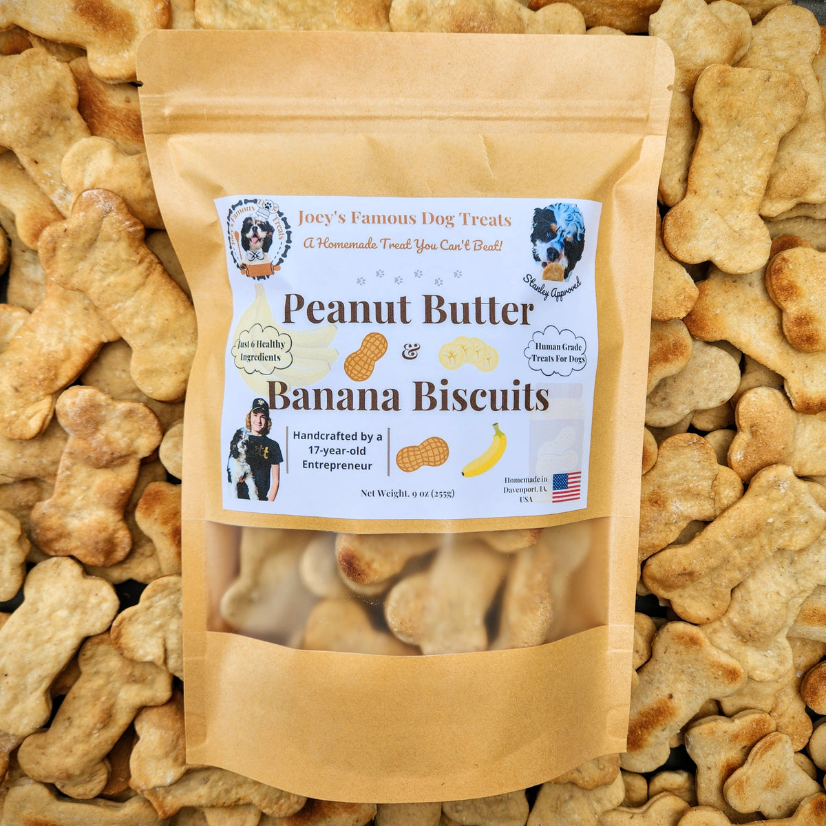 Peanut Butter Banana Biscuits - Joey's Famous Dog Treats