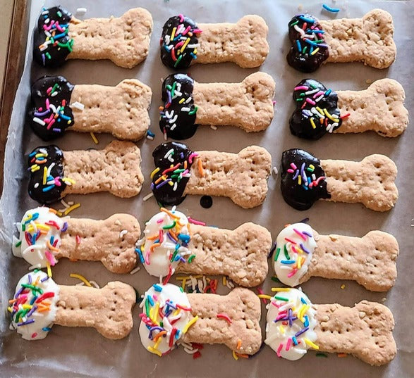 Dipped Peanut Butter Bones- Carob/Yogurt Icing