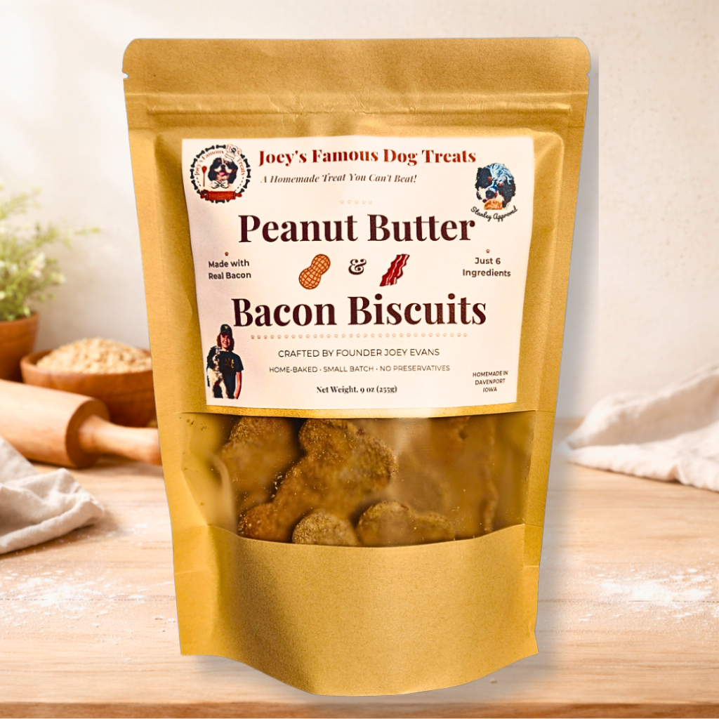 Peanut Butter Bacon Biscuits - Joey's Famous Dog Treats