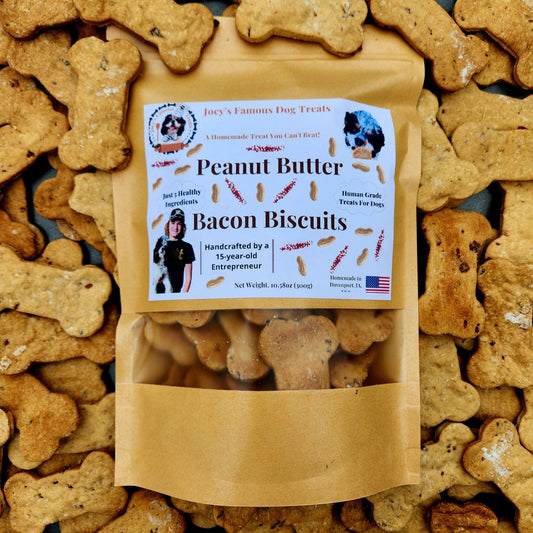 Peanut Butter Bacon Biscuits - Joey's Famous Dog Treats