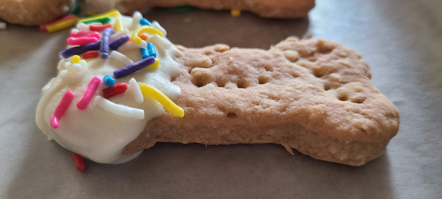 Dipped Peanut Butter Bones- Carob/Yogurt Icing