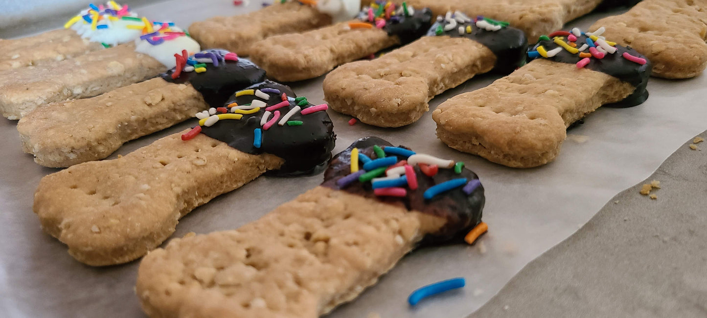 Dipped Peanut Butter Bones- Carob/Yogurt Icing